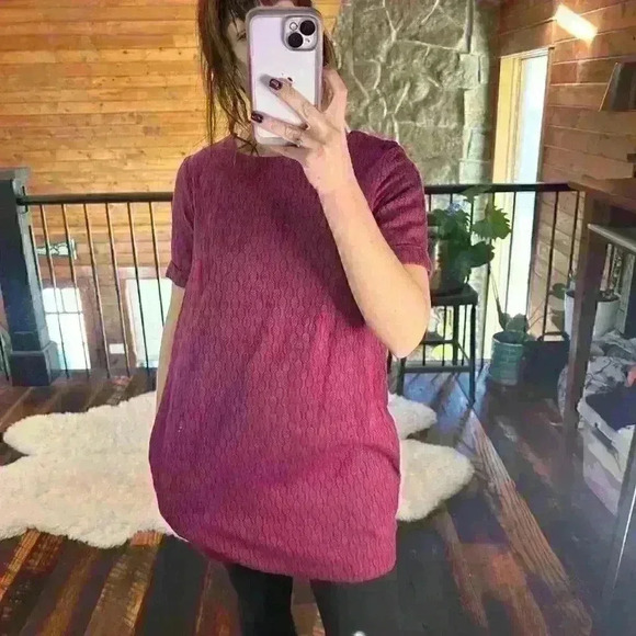 PEOPLE TREE Organic Cotton Pink Patterned Roomy Short Sleeve Mini Dress Women 4 - Picture 2 of 7